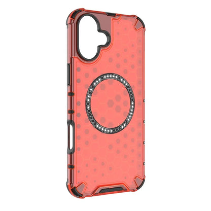 For iPhone 16 Magnetic Case Honeycomb Design TPU+PC Phone Cover Air Cushion Protection