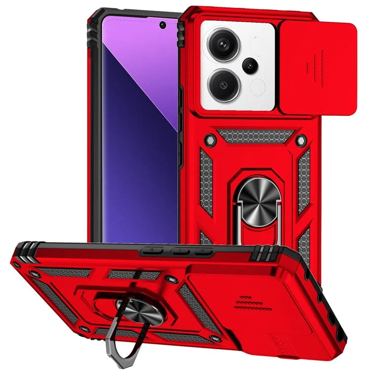 For Xiaomi Redmi Note 13 Pro+ 5G Case PC + TPU Phone Cover Lens Ultimate Protection Kickstand