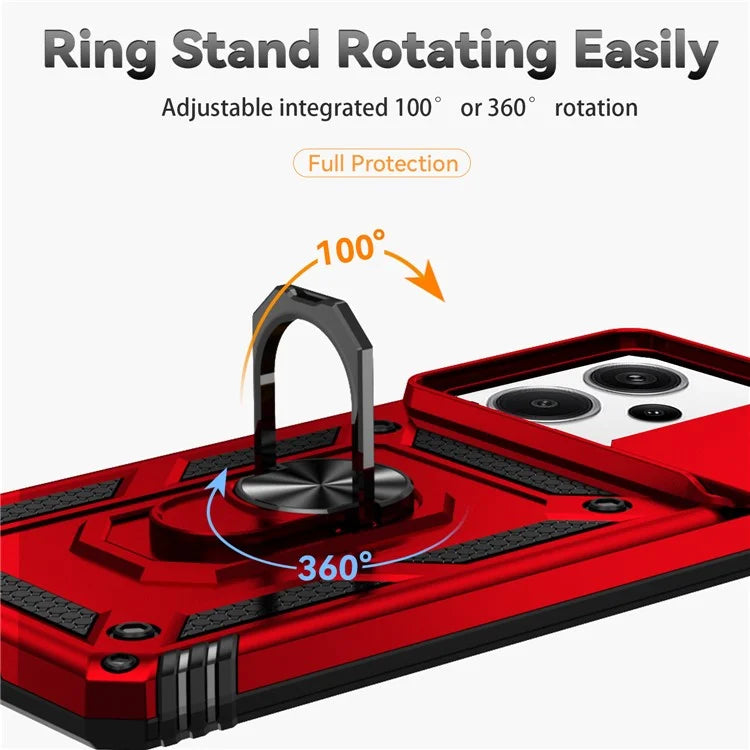 For Xiaomi Redmi Note 13 Pro+ 5G Case PC + TPU Phone Cover Lens Ultimate Protection Kickstand
