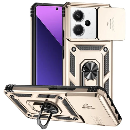 For Xiaomi Redmi Note 13 Pro+ 5G Case PC + TPU Phone Cover Lens Ultimate Protection Kickstand