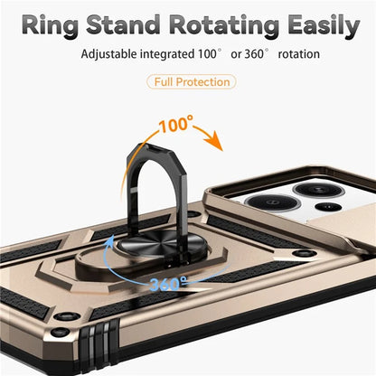 For Xiaomi Redmi Note 13 Pro+ 5G Case PC + TPU Phone Cover Lens Ultimate Protection Kickstand