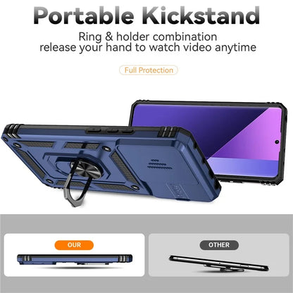 For Xiaomi Redmi Note 13 Pro+ 5G Case PC + TPU Phone Cover Lens Ultimate Protection Kickstand
