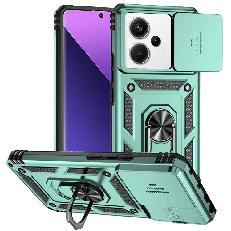 For Xiaomi Redmi Note 13 Pro+ 5G Case PC + TPU Phone Cover Lens Ultimate Protection Kickstand