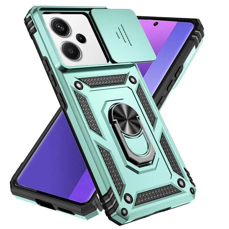 For Xiaomi Redmi Note 13 Pro+ 5G Case PC + TPU Phone Cover Lens Ultimate Protection Kickstand