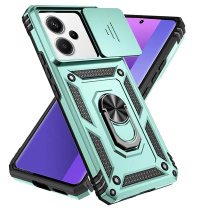 For Xiaomi Redmi Note 13 Pro+ 5G Case PC + TPU Phone Cover Lens Ultimate Protection Kickstand
