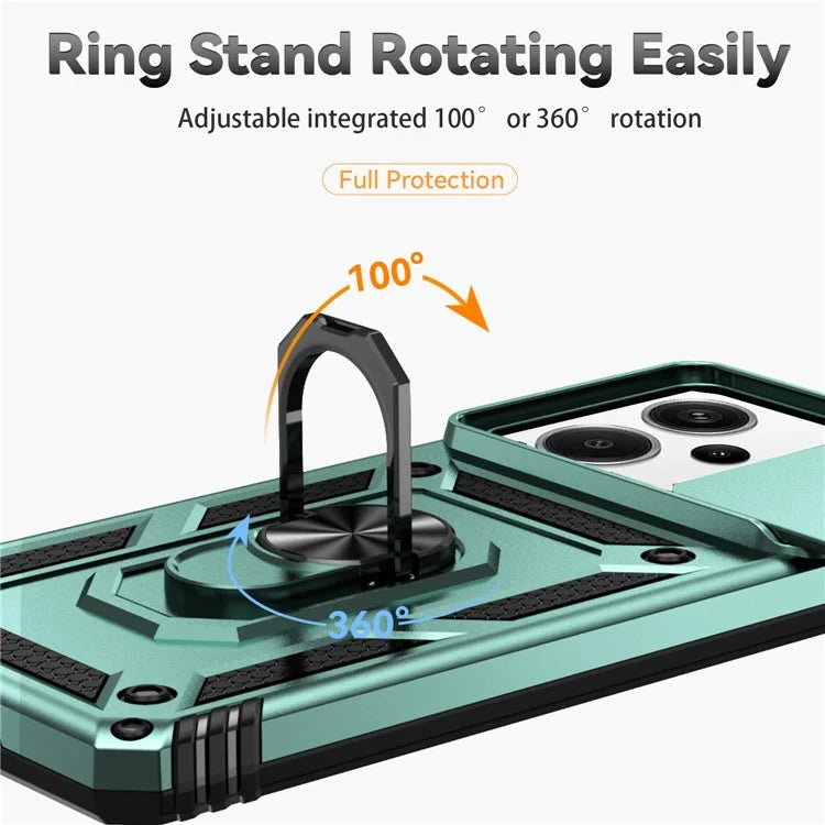 For Xiaomi Redmi Note 13 Pro+ 5G Case PC + TPU Phone Cover Lens Ultimate Protection Kickstand