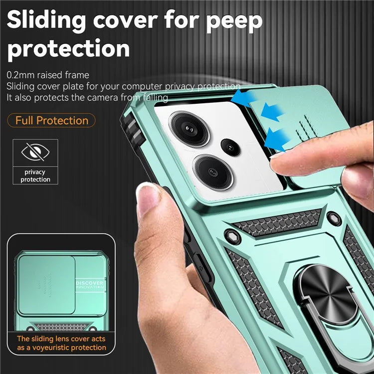 For Xiaomi Redmi Note 13 Pro+ 5G Case PC + TPU Phone Cover Lens Ultimate Protection Kickstand