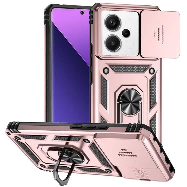 For Xiaomi Redmi Note 13 Pro+ 5G Case PC + TPU Phone Cover Lens Ultimate Protection Kickstand