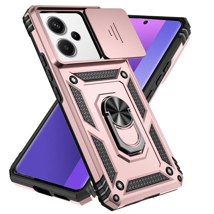 For Xiaomi Redmi Note 13 Pro+ 5G Case PC + TPU Phone Cover Lens Ultimate Protection Kickstand