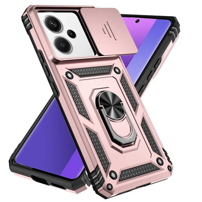 For Xiaomi Redmi Note 13 Pro+ 5G Case PC + TPU Phone Cover Lens Ultimate Protection Kickstand