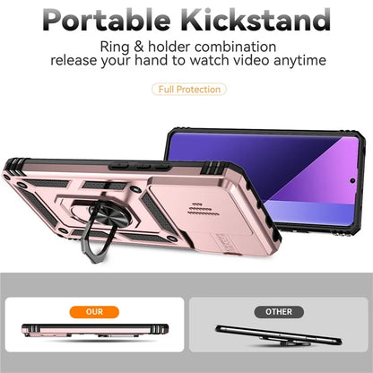 For Xiaomi Redmi Note 13 Pro+ 5G Case PC + TPU Phone Cover Lens Ultimate Protection Kickstand