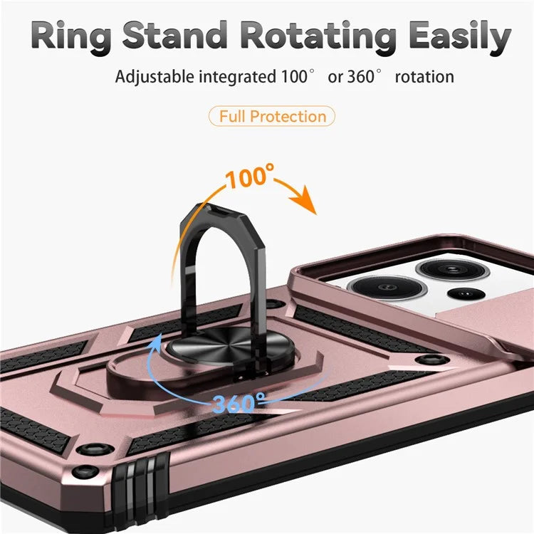 For Xiaomi Redmi Note 13 Pro+ 5G Case PC + TPU Phone Cover Lens Ultimate Protection Kickstand