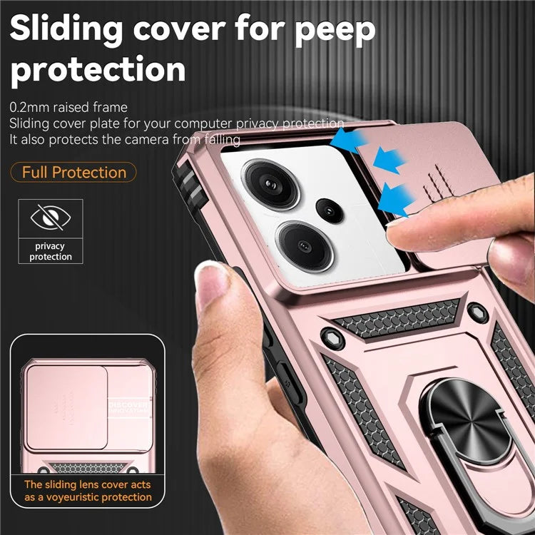 For Xiaomi Redmi Note 13 Pro+ 5G Case PC + TPU Phone Cover Lens Ultimate Protection Kickstand