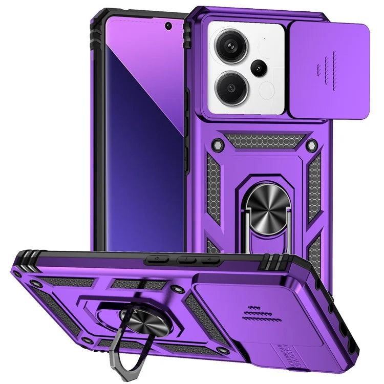 For Xiaomi Redmi Note 13 Pro+ 5G Case PC + TPU Phone Cover Lens Ultimate Protection Kickstand