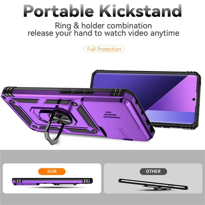 For Xiaomi Redmi Note 13 Pro+ 5G Case PC + TPU Phone Cover Lens Ultimate Protection Kickstand