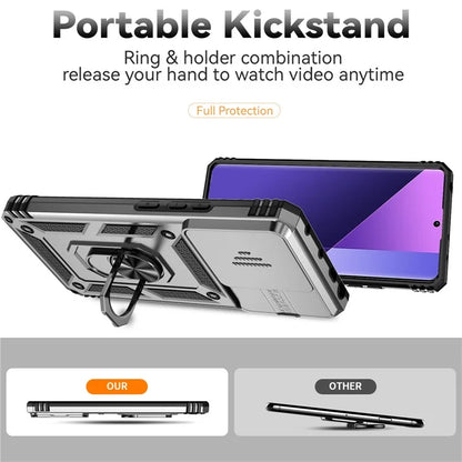 For Xiaomi Redmi Note 13 Pro+ 5G Case PC + TPU Phone Cover Lens Ultimate Protection Kickstand