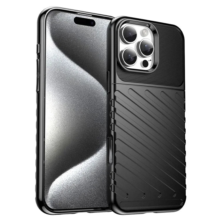 For iPhone 16 Pro Max Case Twill Texture Thickened TPU Phone Cover