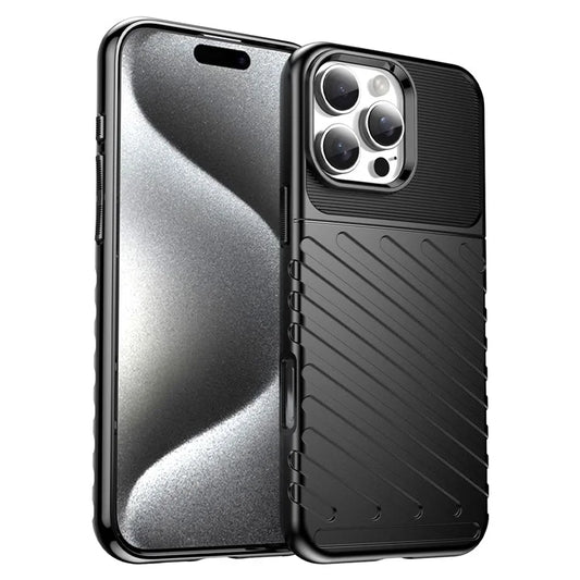 For iPhone 16 Pro Max Case Twill Texture Thickened TPU Phone Cover