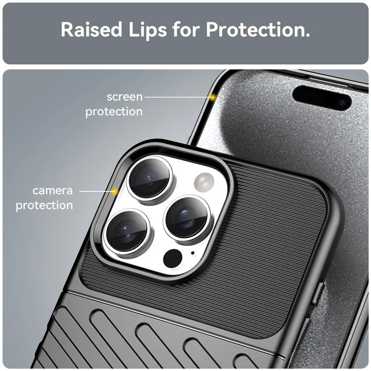 For iPhone 16 Pro Max Case Twill Texture Thickened TPU Phone Cover