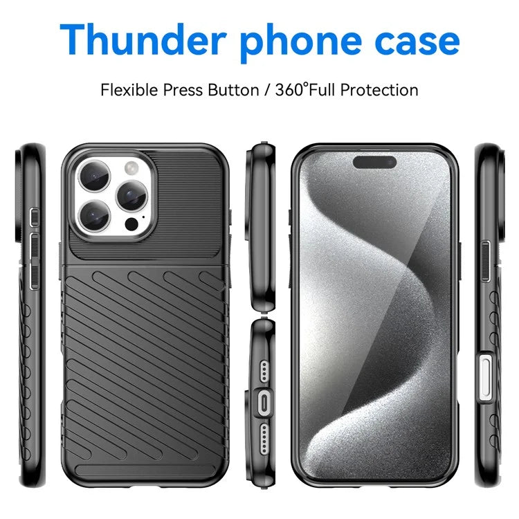 For iPhone 16 Pro Max Case Twill Texture Thickened TPU Phone Cover