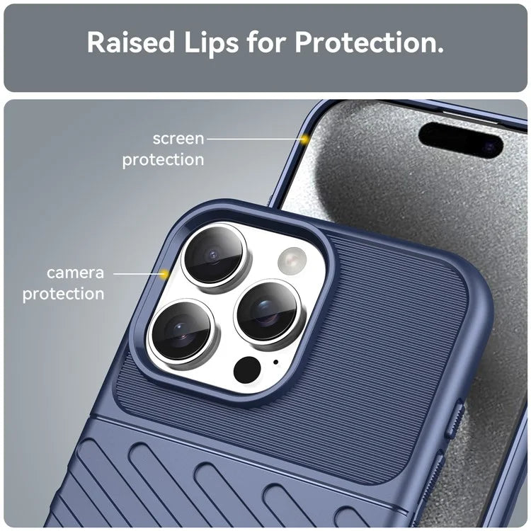 For iPhone 16 Pro Max Case Twill Texture Thickened TPU Phone Cover