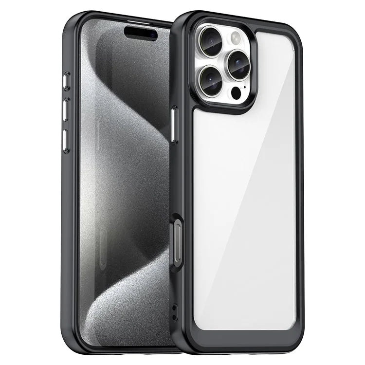 For iPhone 16 Pro Max Case TPU +Acrylic Shockproof Protective Clear Phone Cover