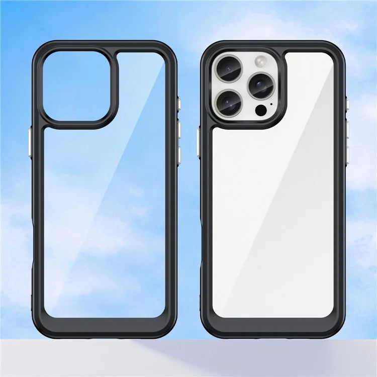 For iPhone 16 Pro Max Case TPU +Acrylic Shockproof Protective Clear Phone Cover