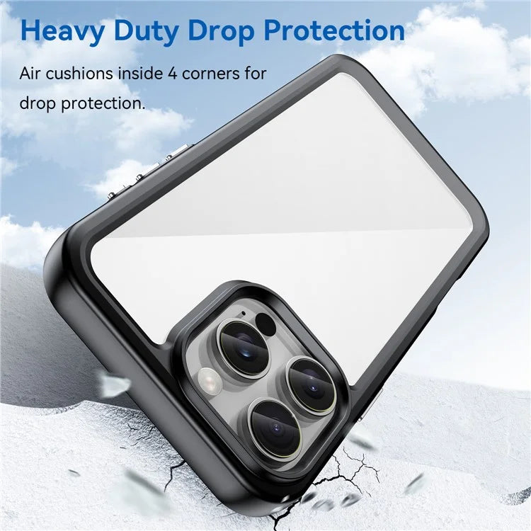 For iPhone 16 Pro Max Case TPU +Acrylic Shockproof Protective Clear Phone Cover