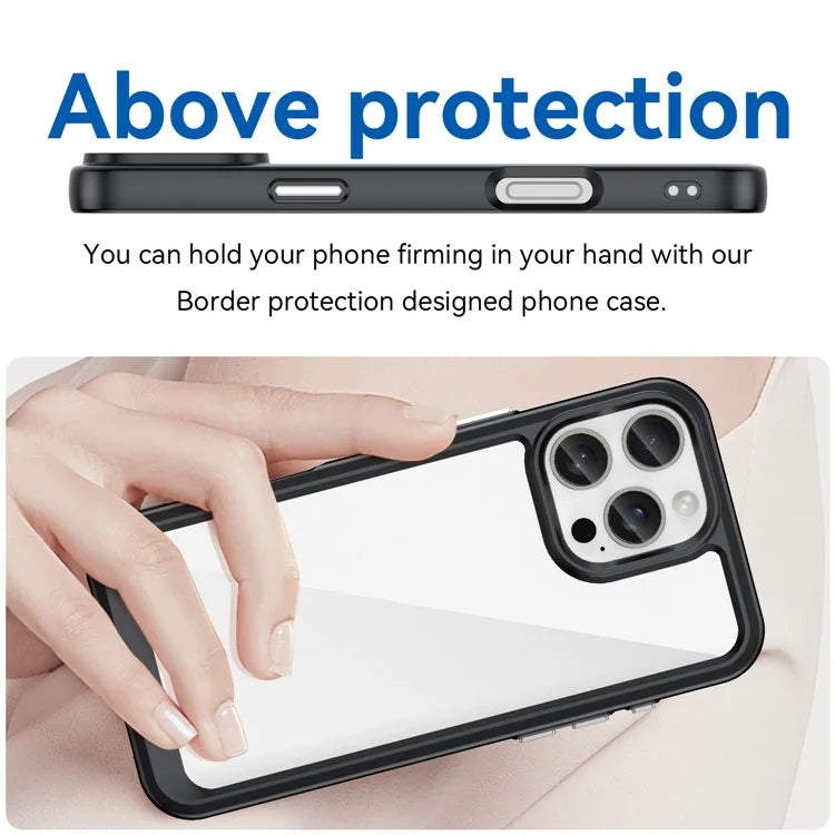 For iPhone 16 Pro Max Case TPU +Acrylic Shockproof Protective Clear Phone Cover