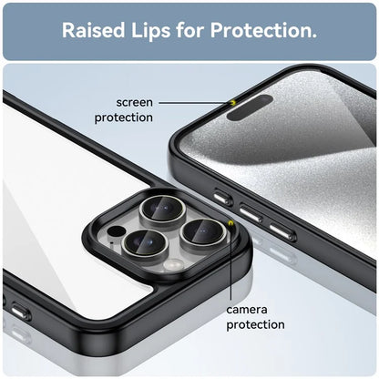 For iPhone 16 Pro Max Case TPU +Acrylic Shockproof Protective Clear Phone Cover