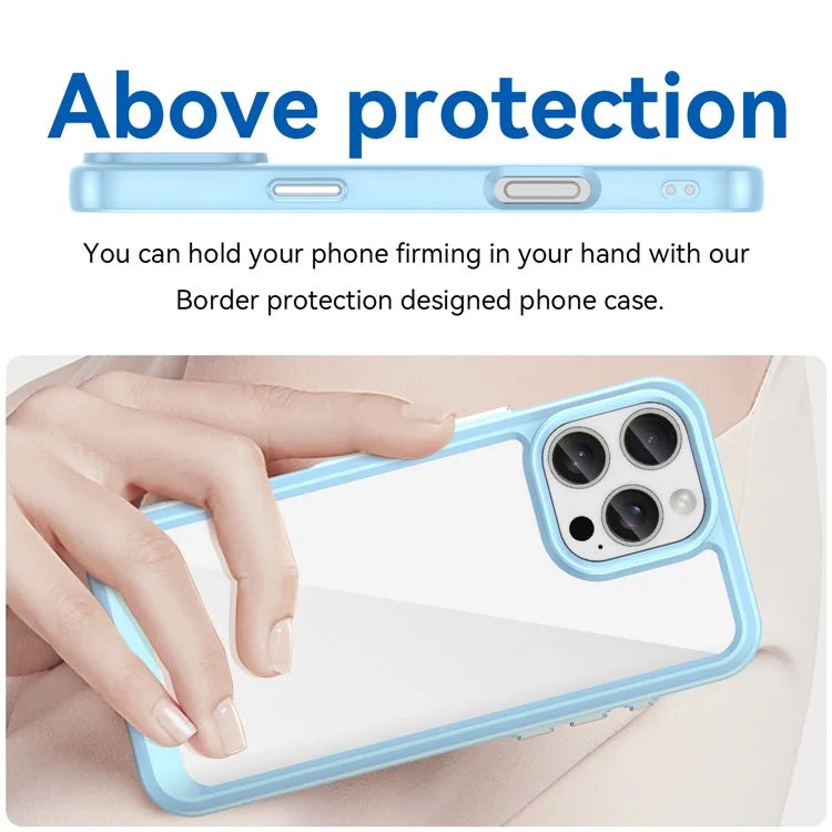 For iPhone 16 Pro Max Case TPU +Acrylic Shockproof Protective Clear Phone Cover