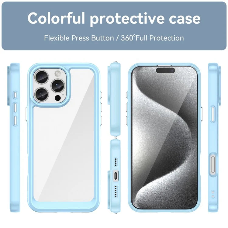 For iPhone 16 Pro Max Case TPU +Acrylic Shockproof Protective Clear Phone Cover
