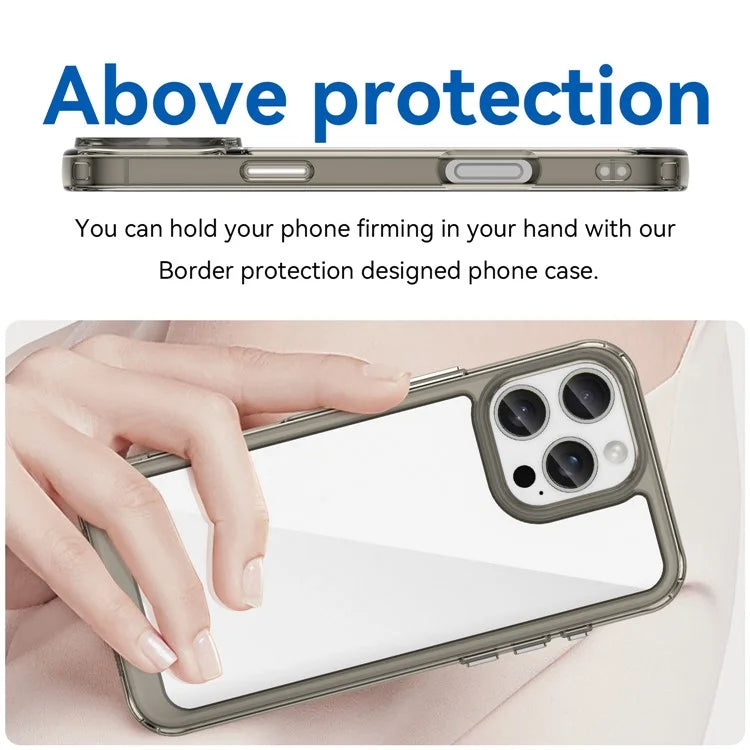 For iPhone 16 Pro Max Case TPU +Acrylic Shockproof Protective Clear Phone Cover