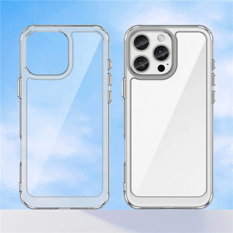 For iPhone 16 Pro Max Case TPU +Acrylic Shockproof Protective Clear Phone Cover