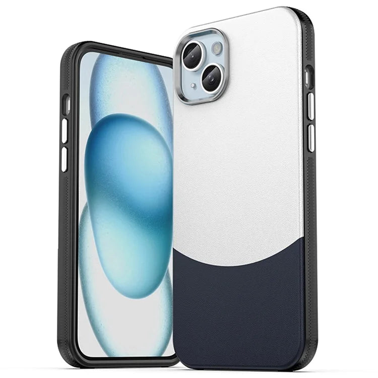 For iPhone 14 Plus Magnetic Case Leather Soft Feel Back Cover Metal Buttons Camera Bezel Bump
