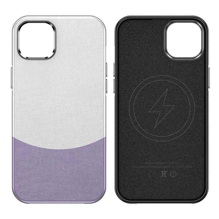 For iPhone 14 Plus Magnetic Case Leather Soft Feel Back Cover Metal Buttons Camera Bezel Bump
