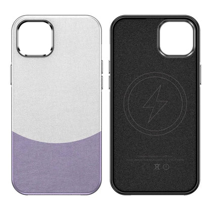 For iPhone 14 Plus Magnetic Case Leather Soft Feel Back Cover Metal Buttons Camera Bezel Bump