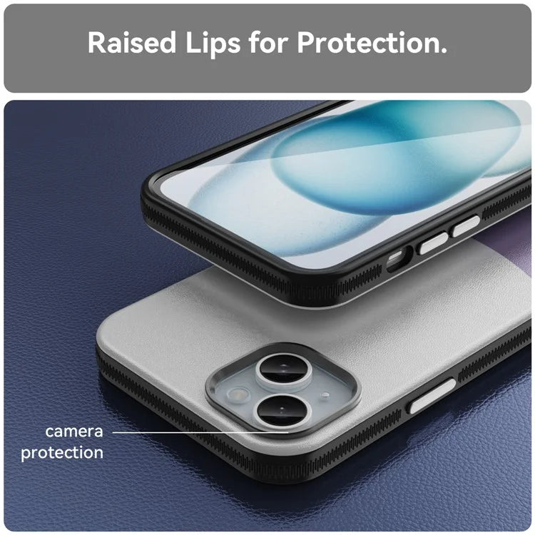 For iPhone 14 Plus Magnetic Case Leather Soft Feel Back Cover Metal Buttons Camera Bezel Bump