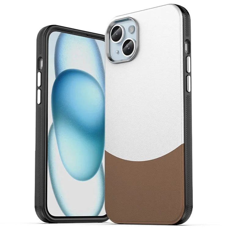 For iPhone 14 Plus Magnetic Case Leather Soft Feel Back Cover Metal Buttons Camera Bezel Bump
