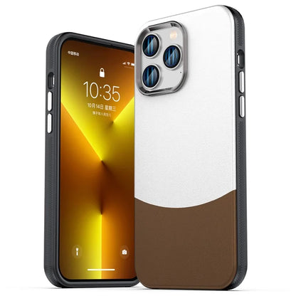 For iPhone 14 Pro Case Compatible with MagSafe Leather Phone Cover Splicing Color