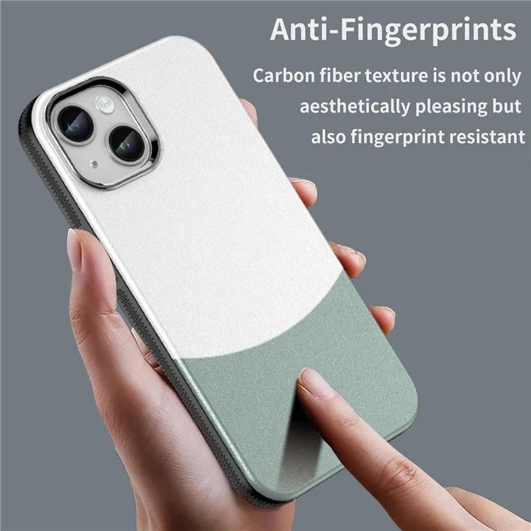For iPhone 14 Case Compatible with MagSafe Splicing Color Leather Back Cover Metal Buttons