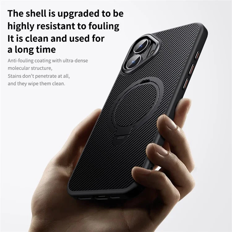 For iPhone 16 Plus Magnetic Case Ring Holder Kickstand PC+TPU Shockproof Phone Cover