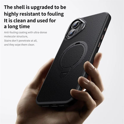 For iPhone 16 Plus Magnetic Case Ring Holder Kickstand PC+TPU Shockproof Phone Cover