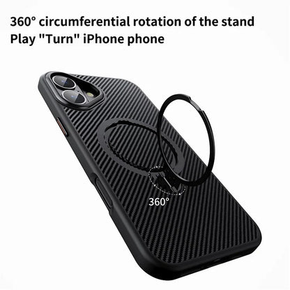 For iPhone 16 Plus Magnetic Case Ring Holder Kickstand PC+TPU Shockproof Phone Cover