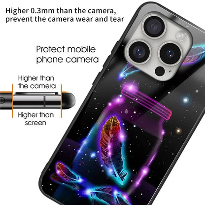 For iPhone 16 Pro Max Case Tempered Glass+TPU Phone Shell Pattern Printing