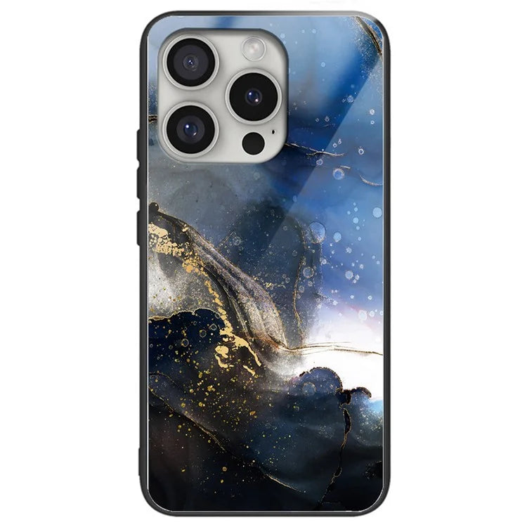 For iPhone 16 Pro Max Case Tempered Glass+TPU Phone Shell Pattern Printing
