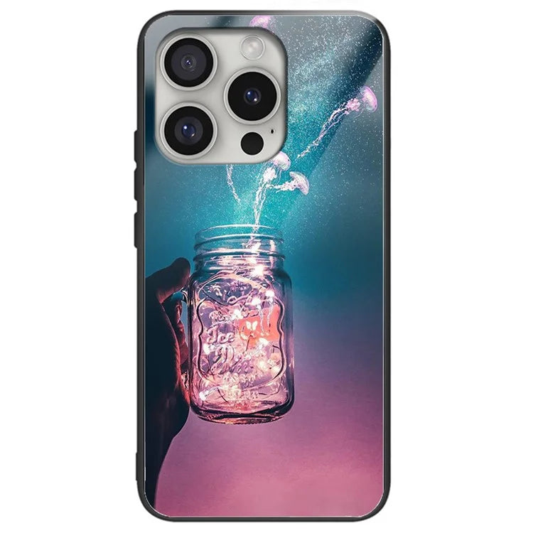 For iPhone 16 Pro Max Case Tempered Glass+TPU Phone Shell Pattern Printing