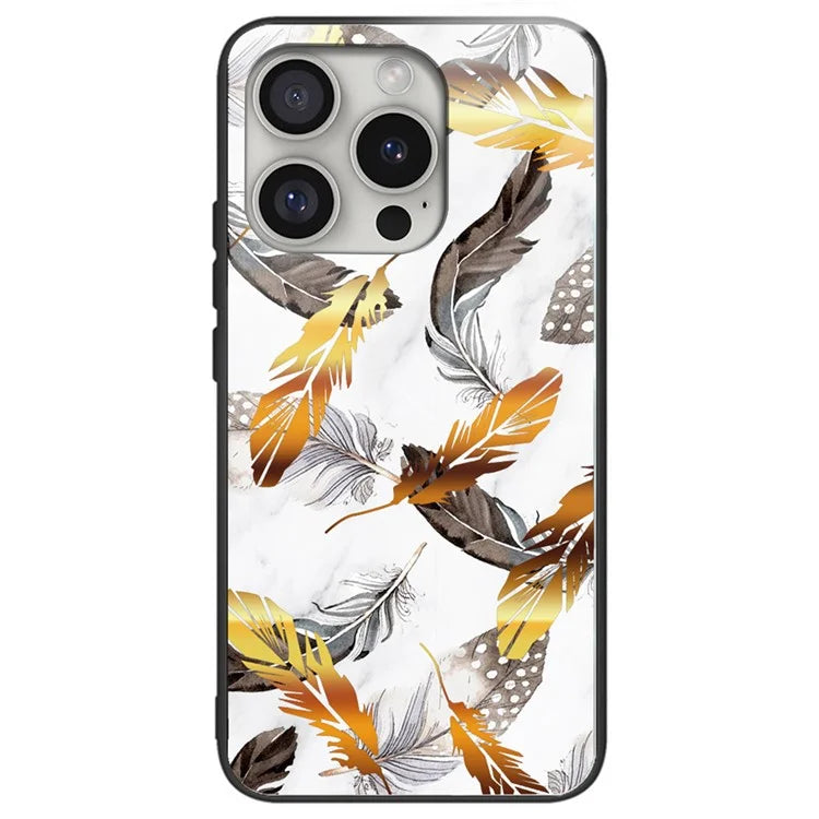 For iPhone 16 Pro Max Case Tempered Glass+TPU Phone Shell Pattern Printing