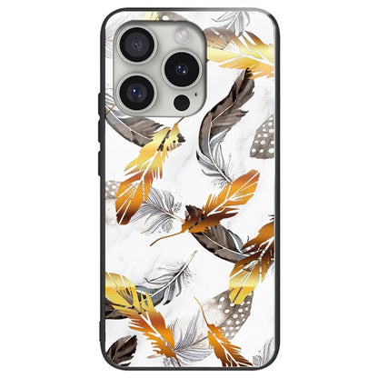 For iPhone 16 Pro Max Case Tempered Glass+TPU Phone Shell Pattern Printing