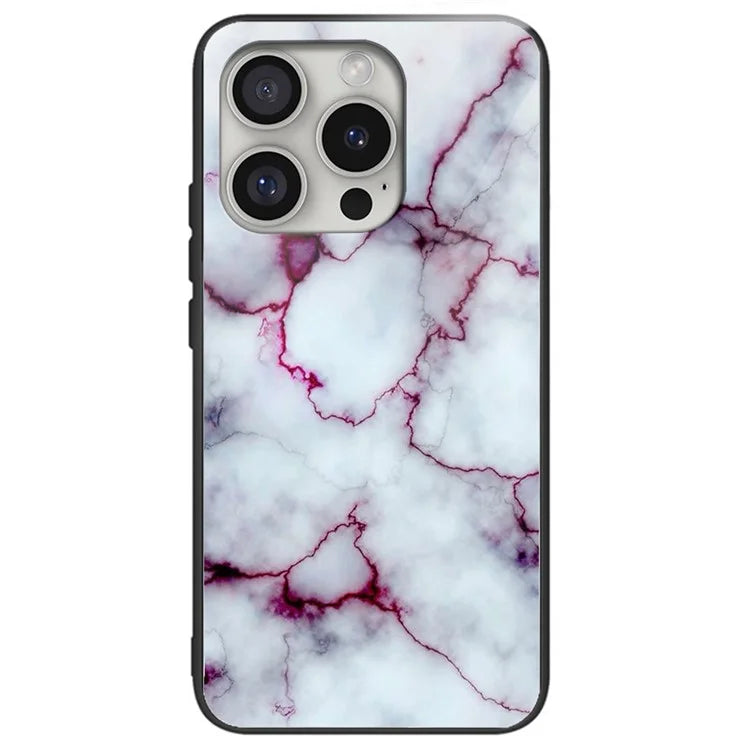 For iPhone 16 Pro Cases Tempered Glass+TPU Pattern Printing Phone Case